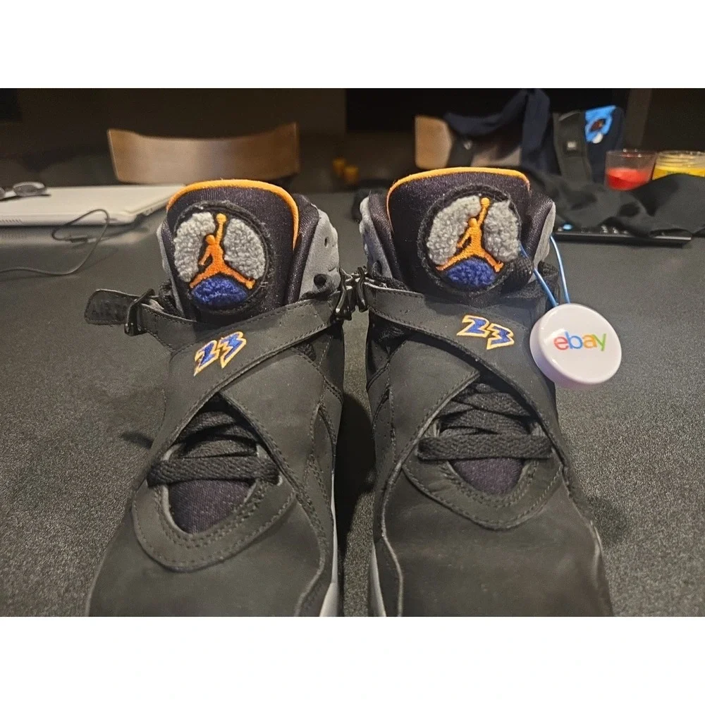 Nike Air Jordan 8 Retro Suns GS 5Y, 6.5W Black Orange Blue 305368-043 Clean